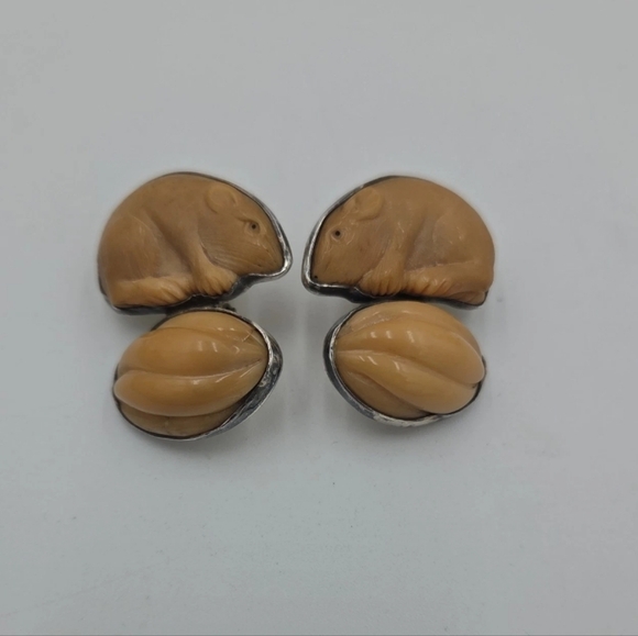 Vintage Animal Carved Earrings